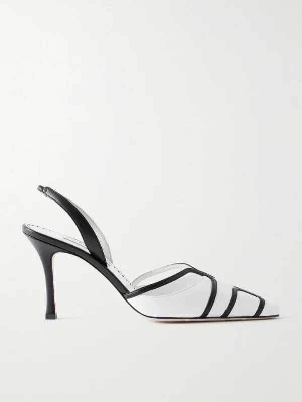 Manolo Blahnik Sarto 90 Two-tone Leather Slingback Pumps