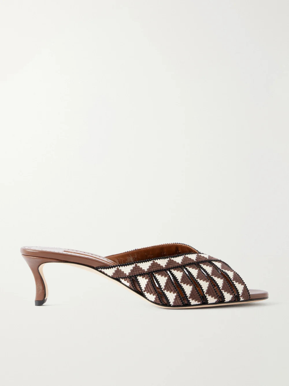 Manolo Blahnik Trofesamu 50 Woven Leather Mules in brown