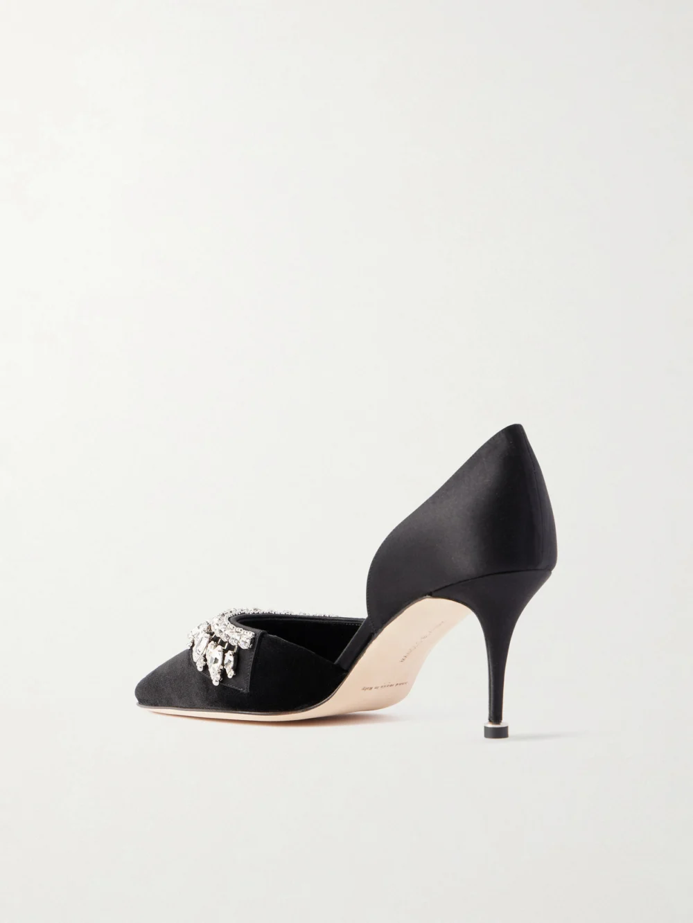 Back view of the Manolo Blahnik Tulidor 70 Crystal-embellished Velvet Pumps