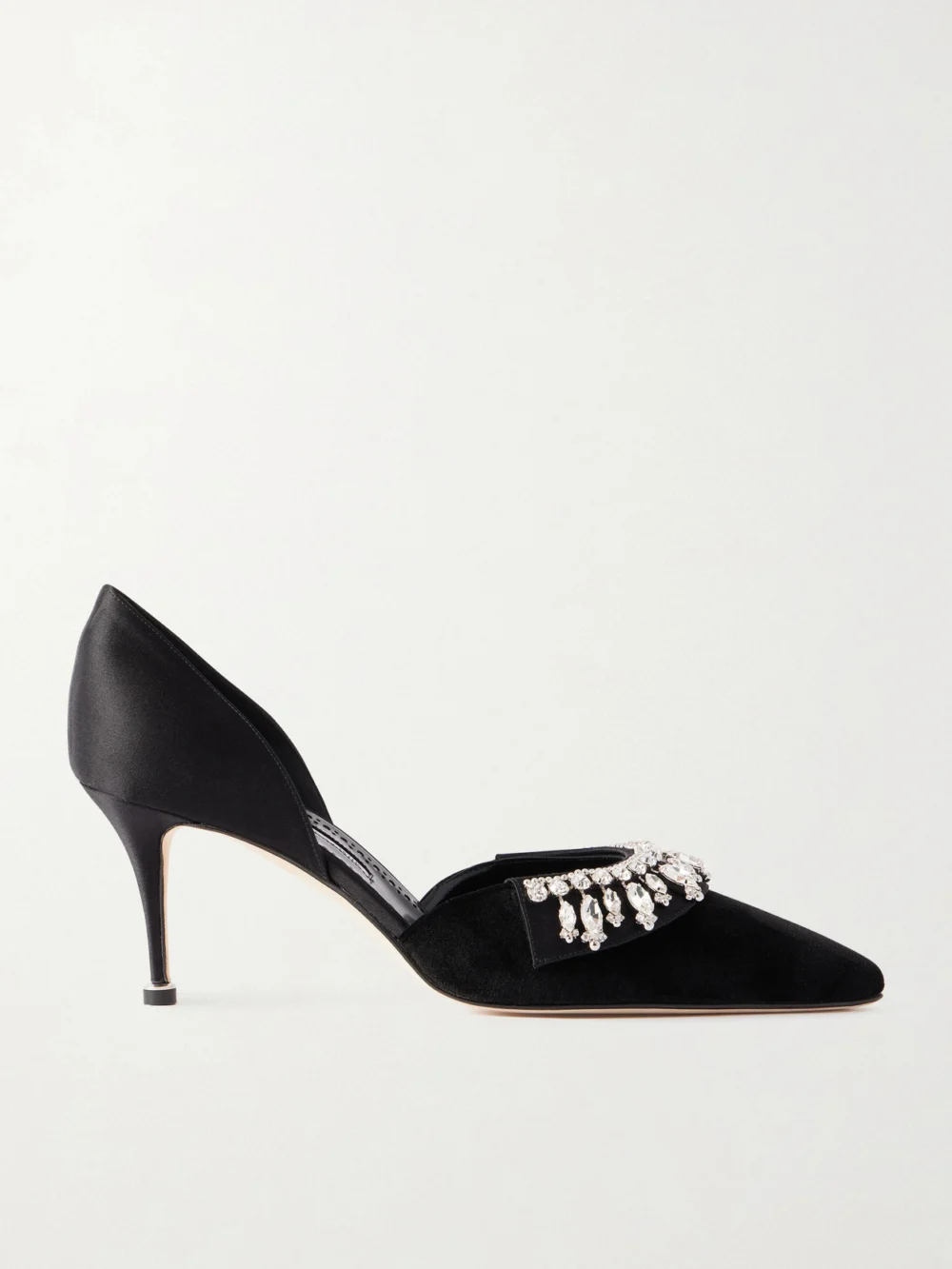 Manolo Blahnik Tulidor 70 Crystal-embellished Velvet Pumps in black