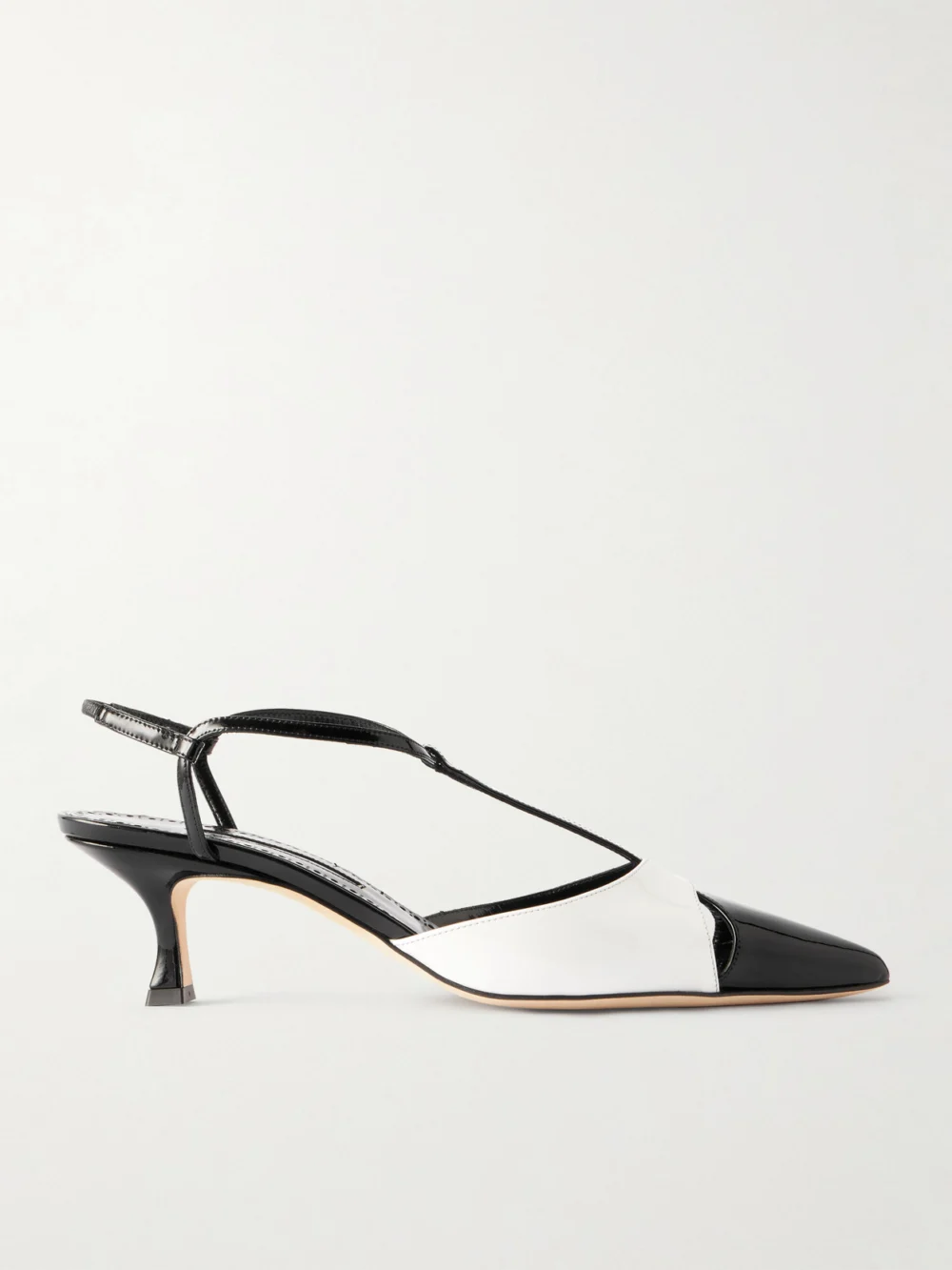 Manolo Blahnik Turgimod 50 Two-tone Patent-leather Pumps in white