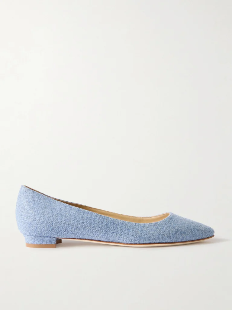 Manolo Blahnik Tweed Ballerina Flats