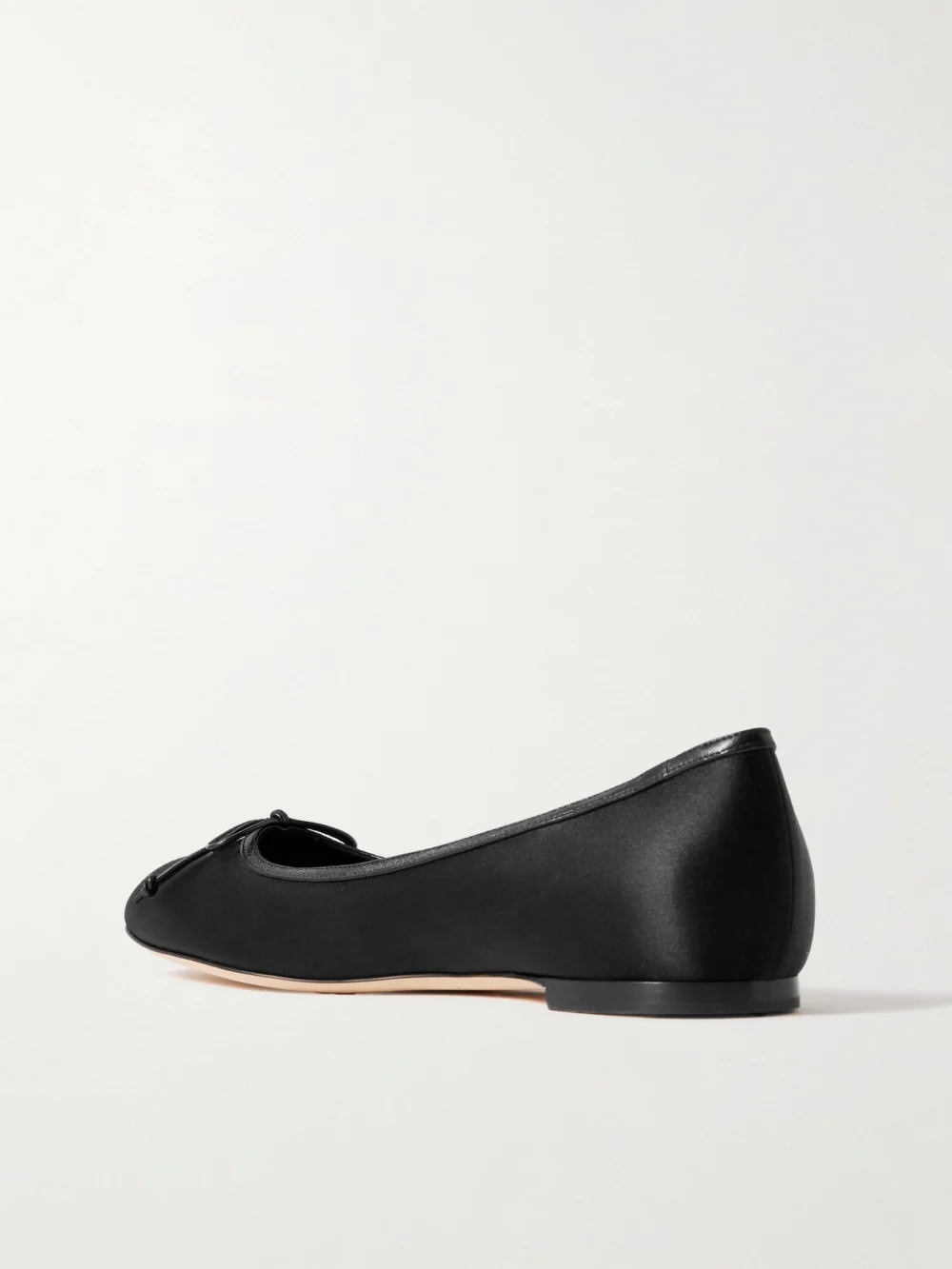 Back view of the Manolo Blahnik Verallim 10 Bow-detailed Leather-trimmed Satin Ballet Flats