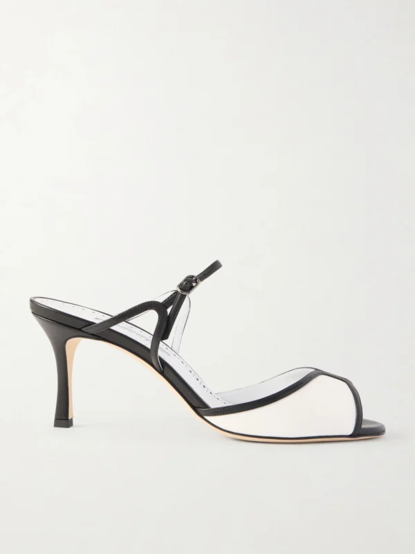 Manolo Blahnik Versari 70 Two-tone Leather Mules