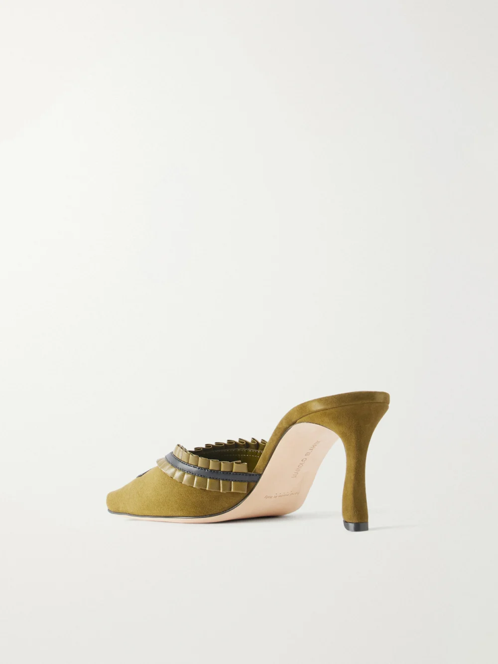 Back view of the Manolo Blahnik Voluptia 70 Embellished Suede Mules