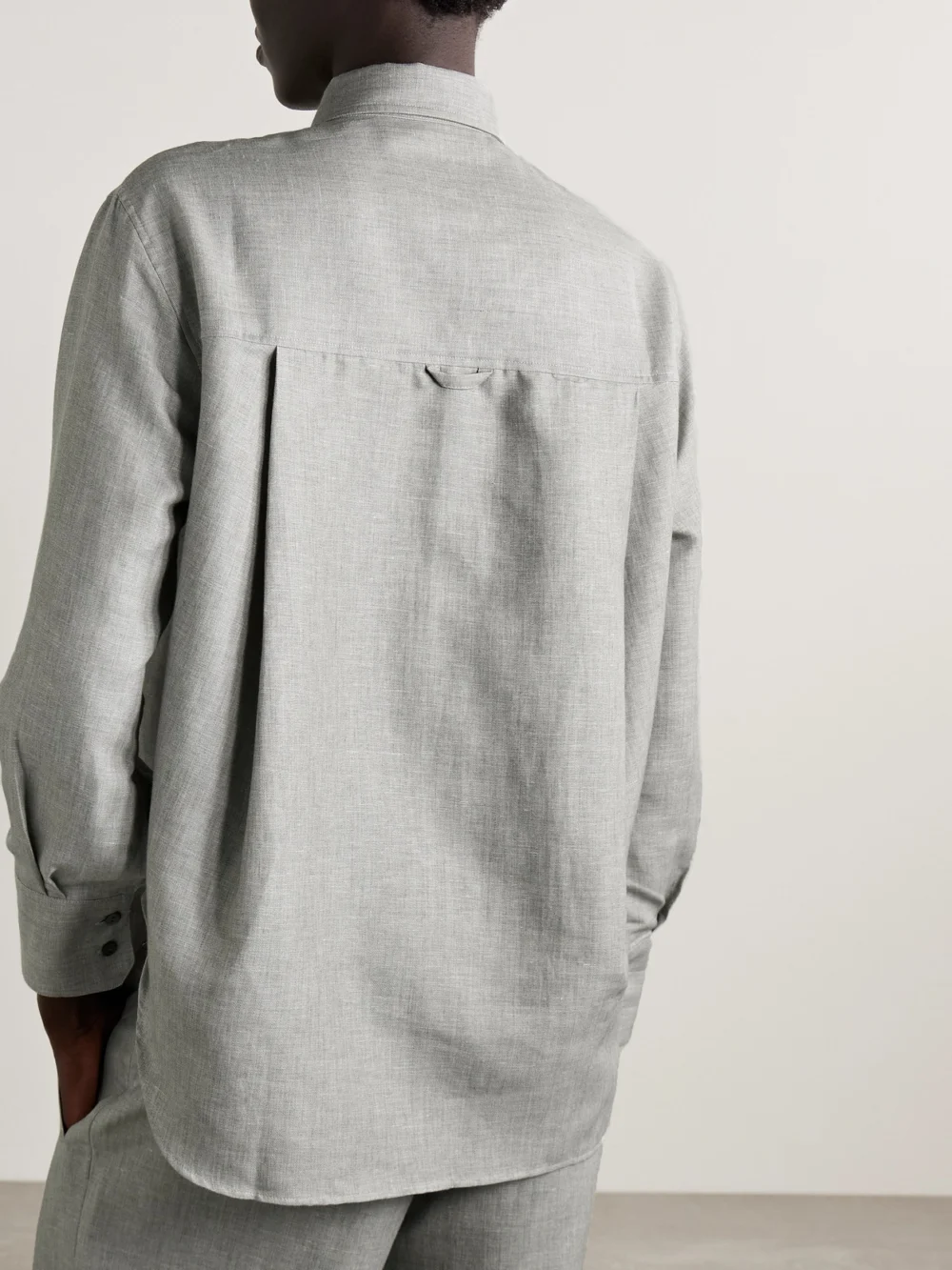 Back view of the Maria McManus Linen, Cotton and Wool-blend Twill Shirt