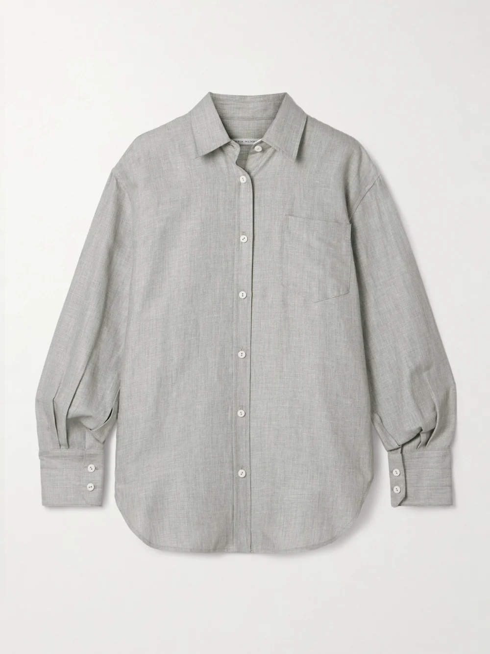 Maria McManus Linen, Cotton and Wool-blend Twill Shirt in light gray