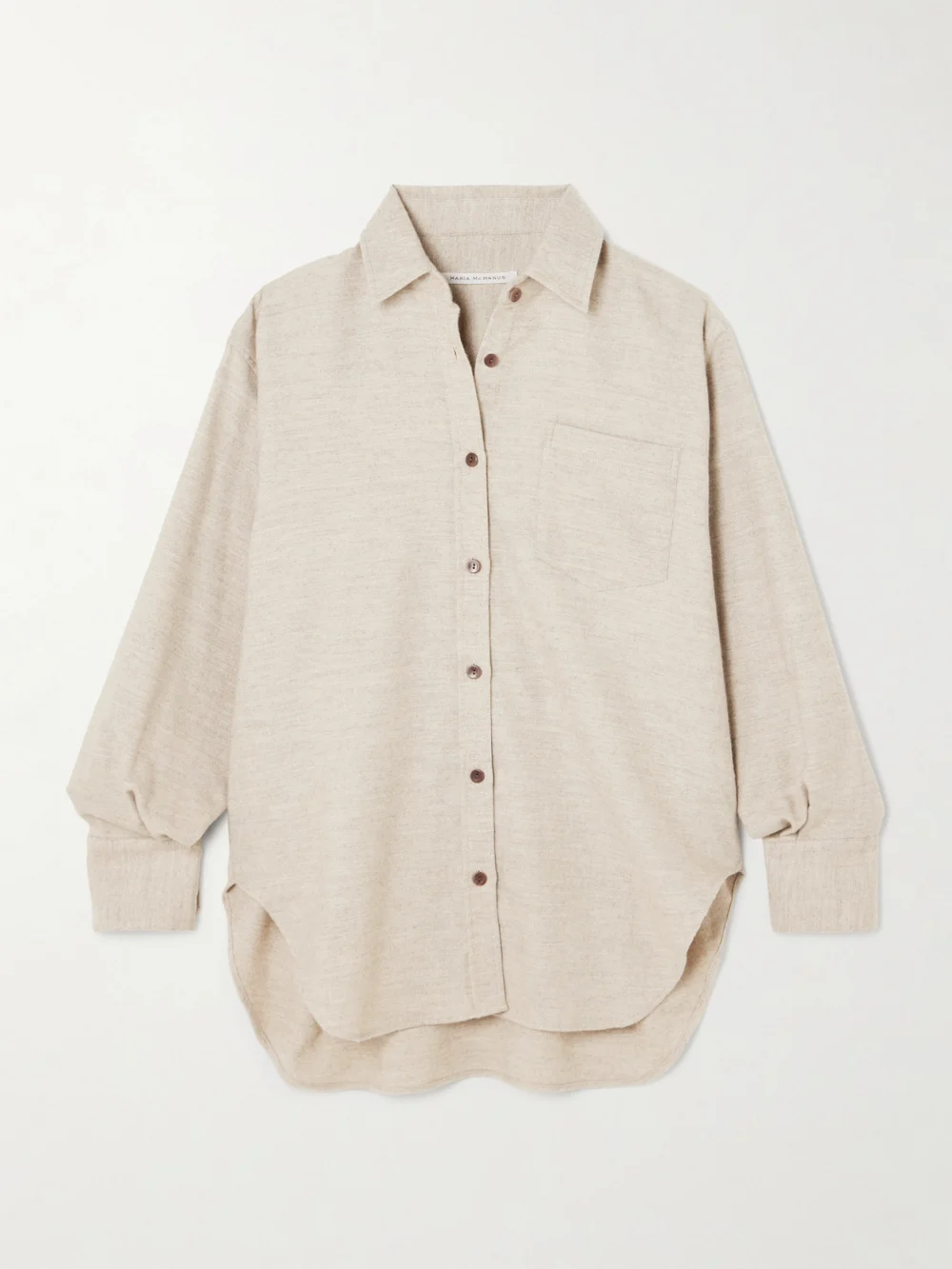 Maria McManus Oversized Cotton and Wool-blend Flannel Shirt in beige
