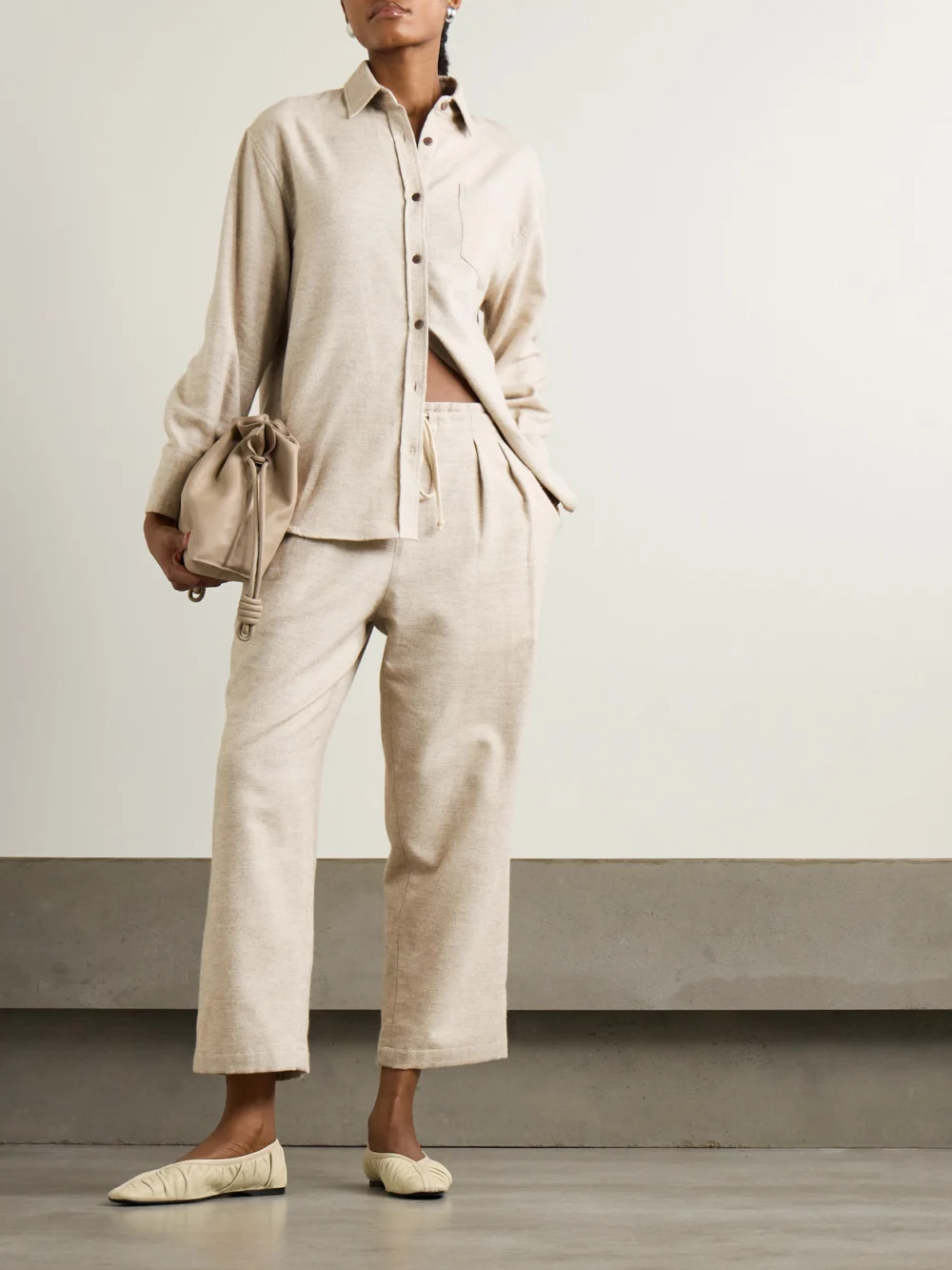 Maria McManus Oversized Cotton and Wool-blend Flannel Shirt, worn by a model