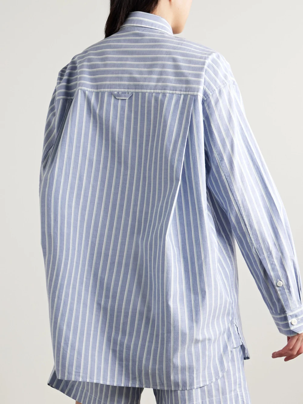 Back view of the Maria McManus Oversized Striped Organic Cotton Shirt