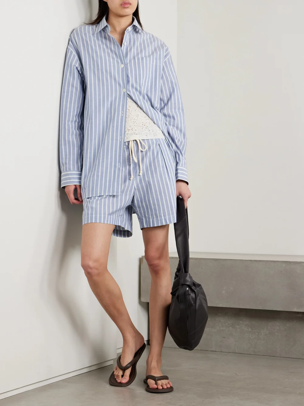 Maria McManus Oversized Striped Organic Cotton Shirt, worn by a model