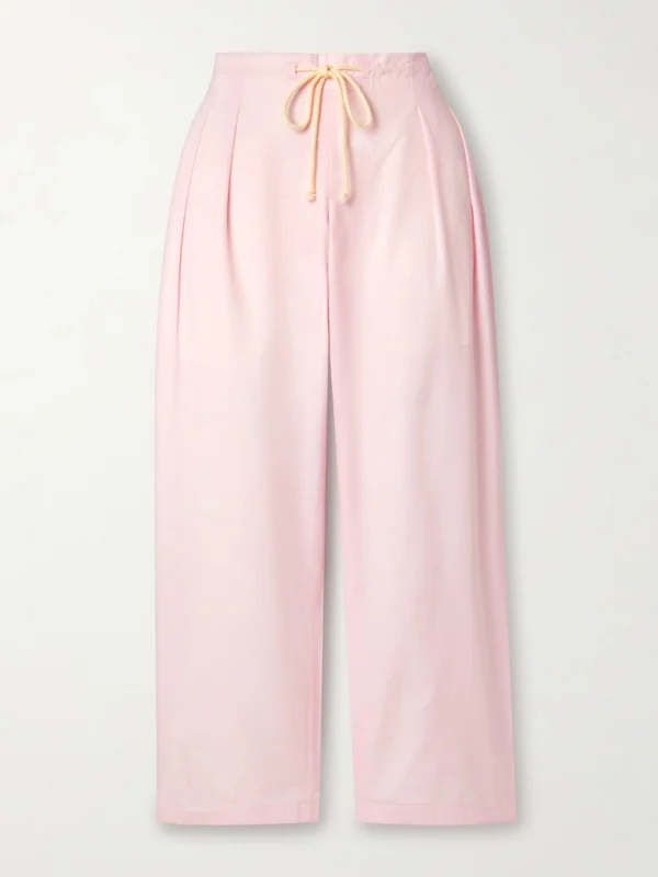 Maria McManus Pleated Organic Cotton-poplin Tapered Pants