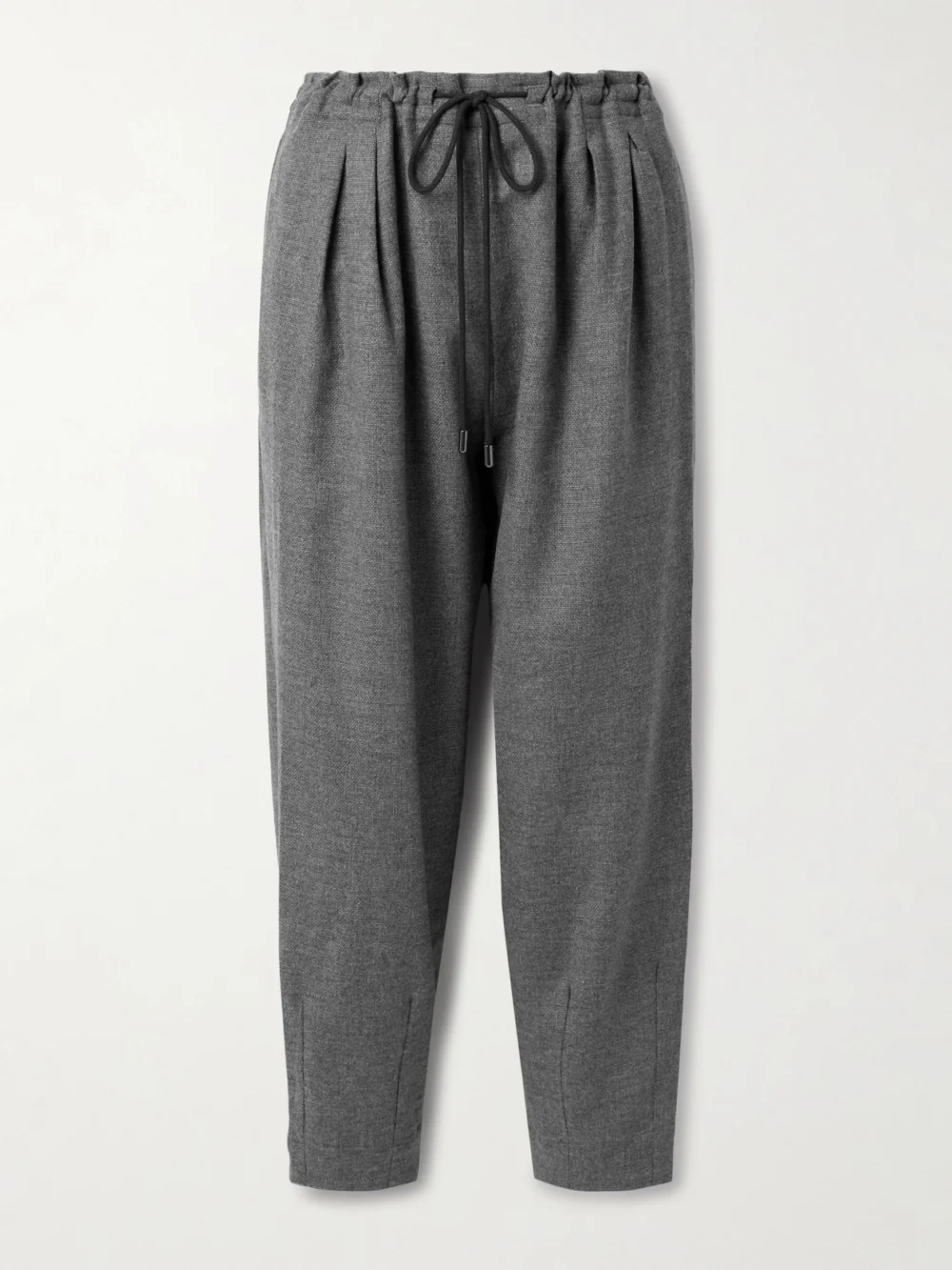 Maria McManus Pleated Stretch-wool and Cashmere-blend Tweed Tapered Pants in gray