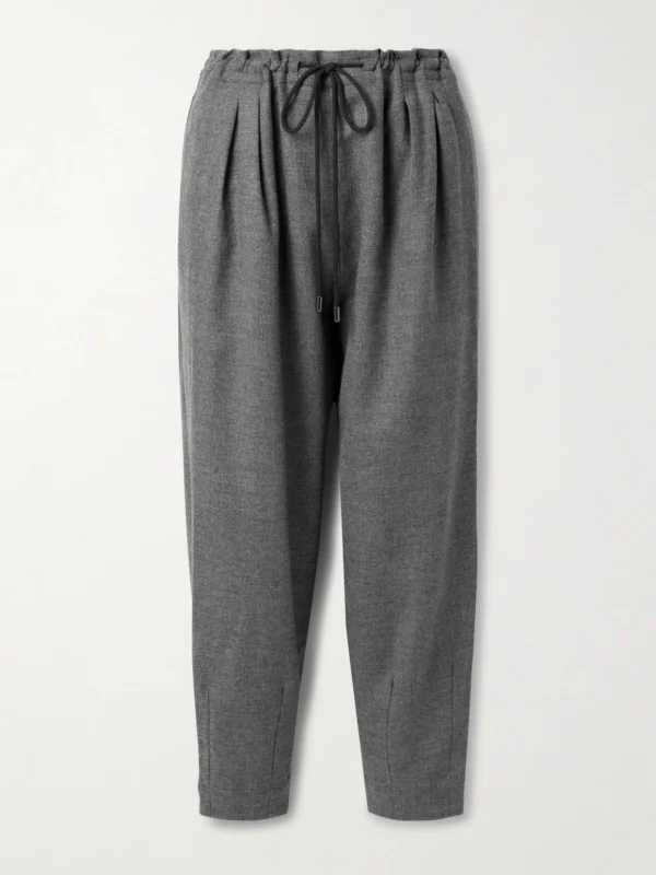 Maria McManus Pleated Stretch-wool and Cashmere-blend Tweed Tapered Pants