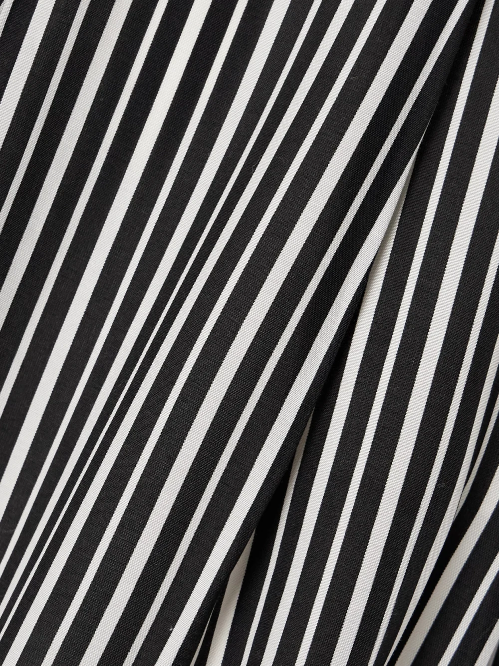 Close-up detail of the Maria McManus Pleated Striped Recycled-crepe De Chine Straight-leg Pants