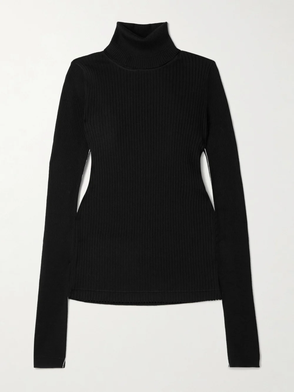 Maria McManus Ribbed Merino Wool Turtleneck Sweater in black