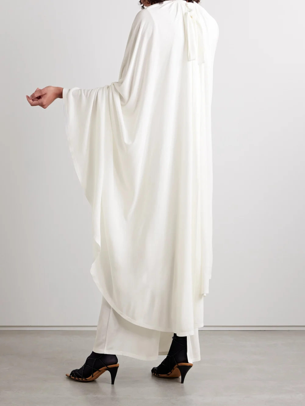 Back view of the Marie Adam-Leenaerdt Cape-effect Layered Gathered Crepe-jersey Maxi Dress