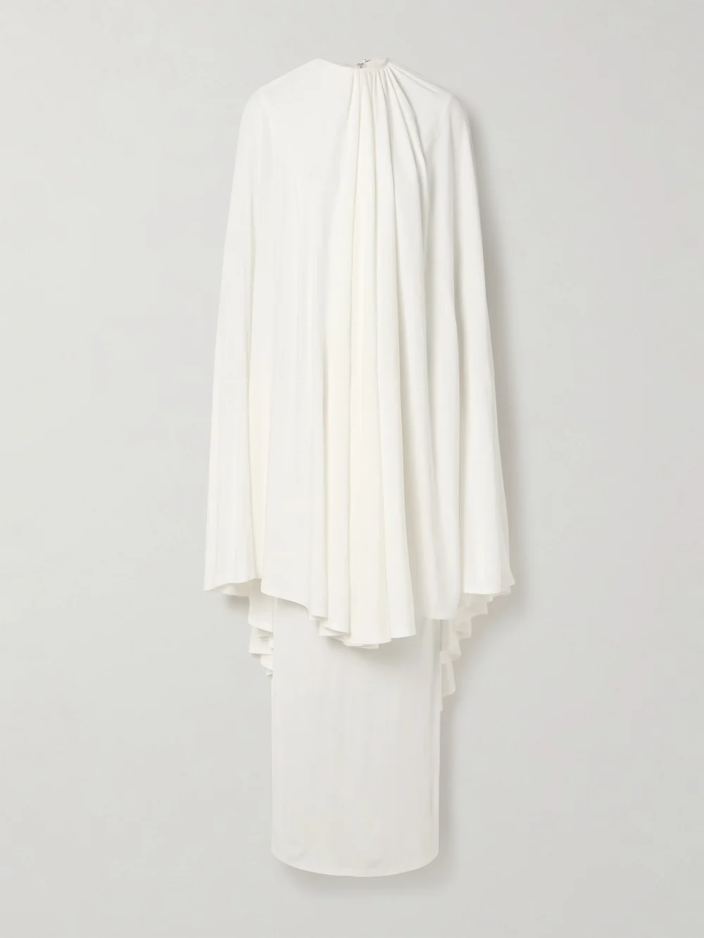 Marie Adam-Leenaerdt Cape-effect Layered Gathered Crepe-jersey Maxi Dress in white
