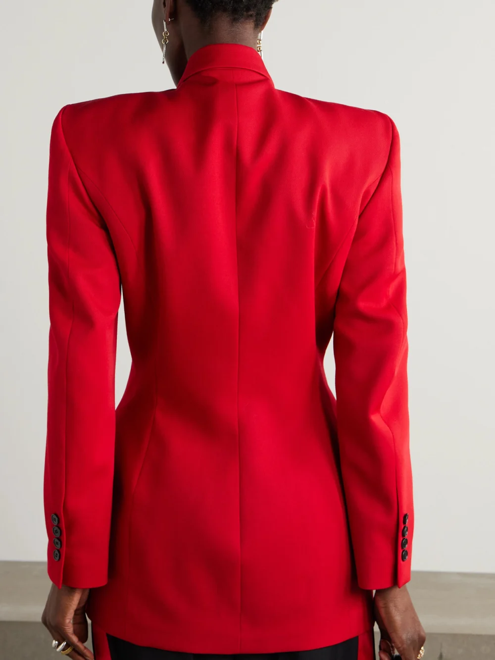 Back view of the Marie Adam-Leenaerdt Double-breasted Wool-twill Blazer
