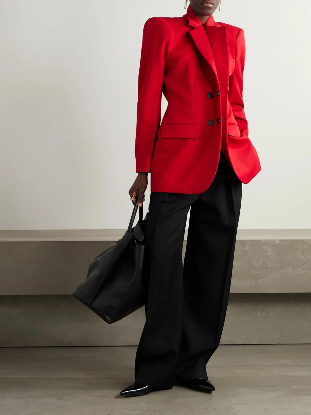 Marie Adam-Leenaerdt Double-breasted Wool-twill Blazer, worn by a model
