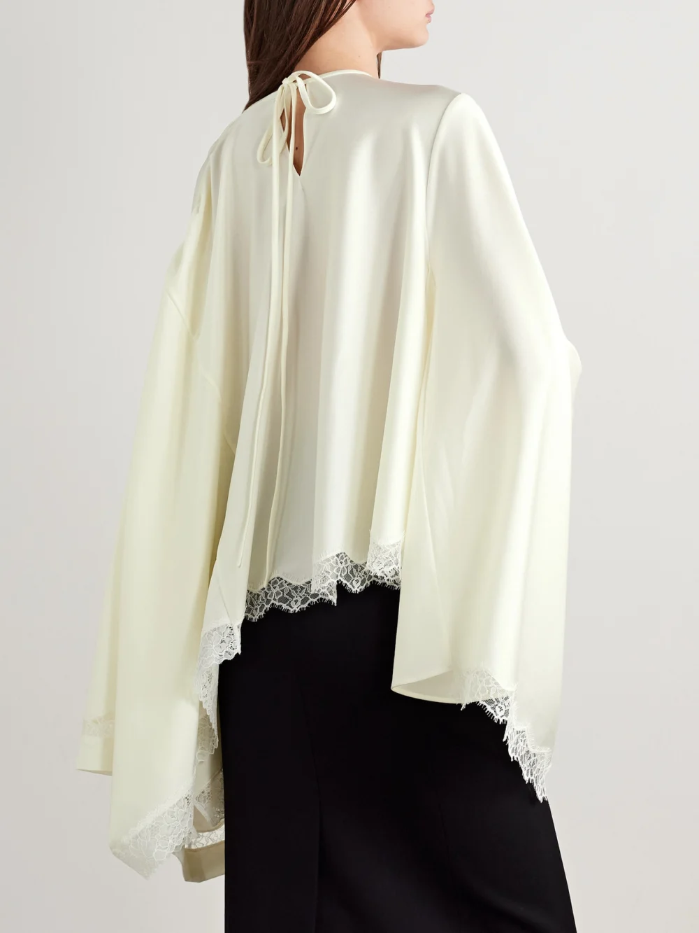 Back view of the Marie Adam-Leenaerdt Lace-trimmed Satin Blouse