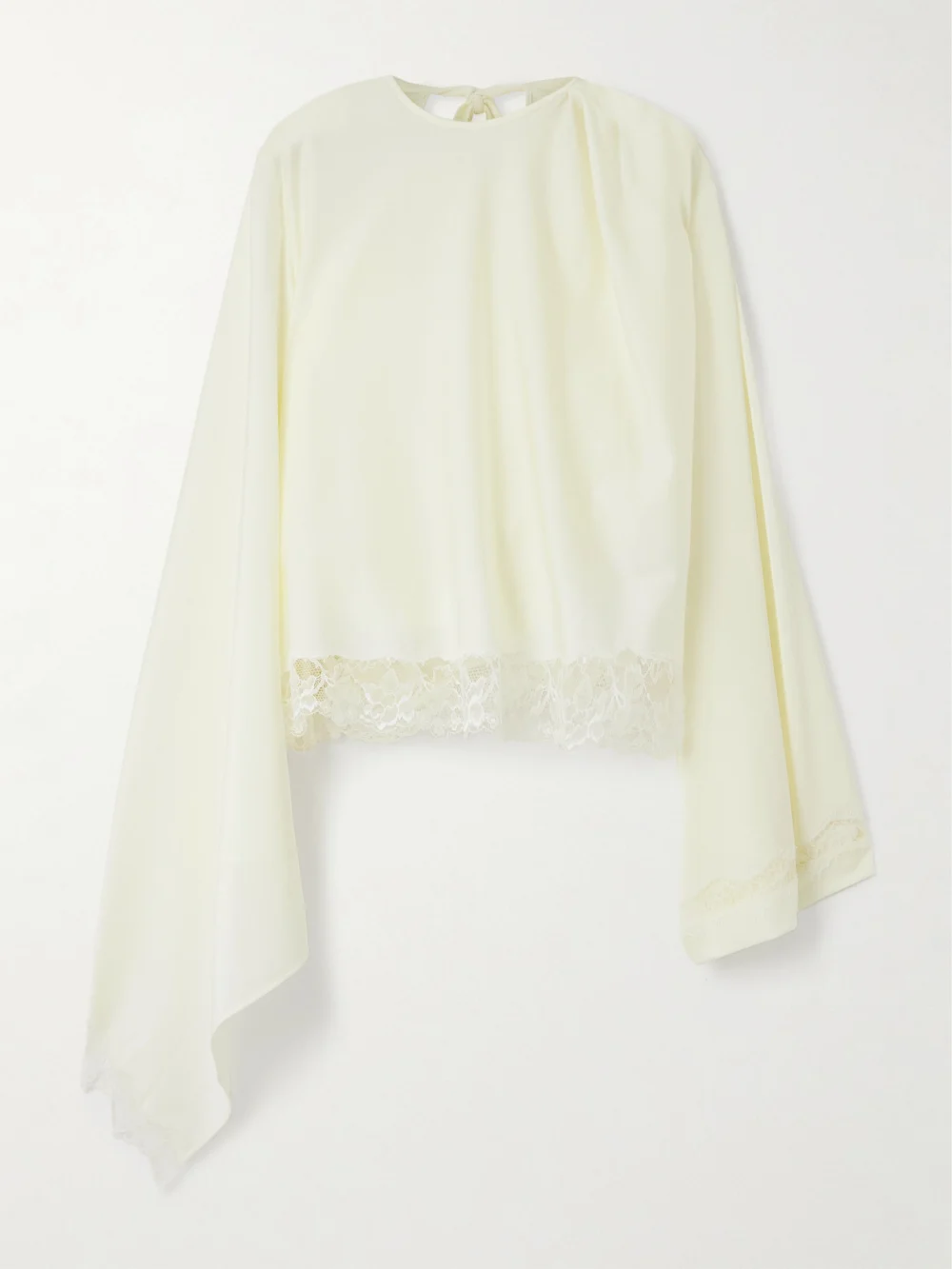 Marie Adam-Leenaerdt Lace-trimmed Satin Blouse in ivory