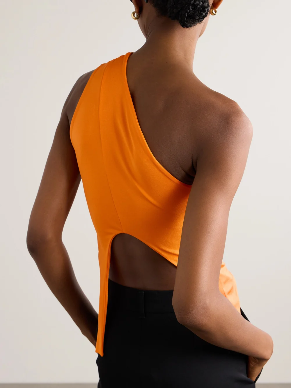 Back view of the Marie Adam-Leenaerdt One-shoulder Asymmetric Jersey Top