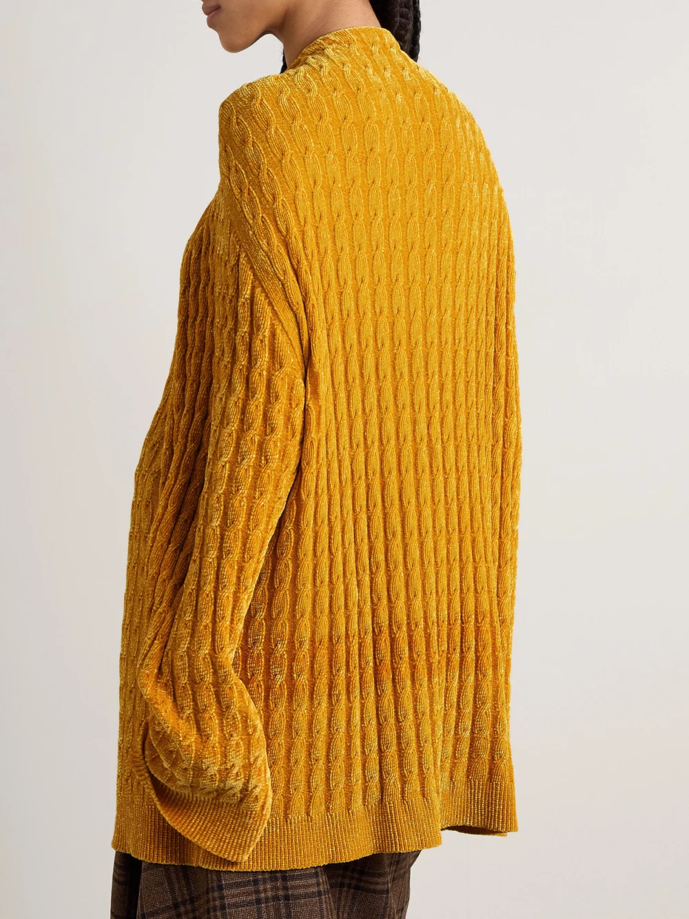 Back view of the Marie Adam-Leenaerdt Oversized Scarf-detailed Cable-knit Chenille Sweater