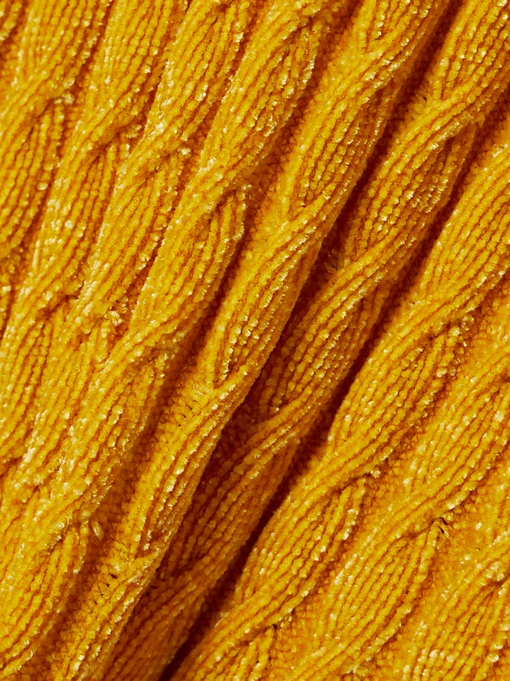 Close-up detail of the Marie Adam-Leenaerdt Oversized Scarf-detailed Cable-knit Chenille Sweater