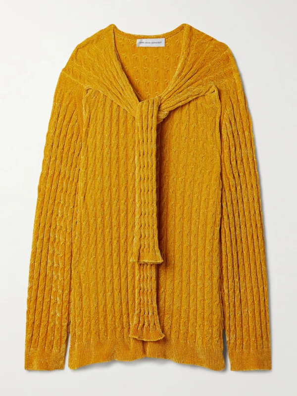 Marie Adam-Leenaerdt Oversized Scarf-detailed Cable-knit Chenille Sweater