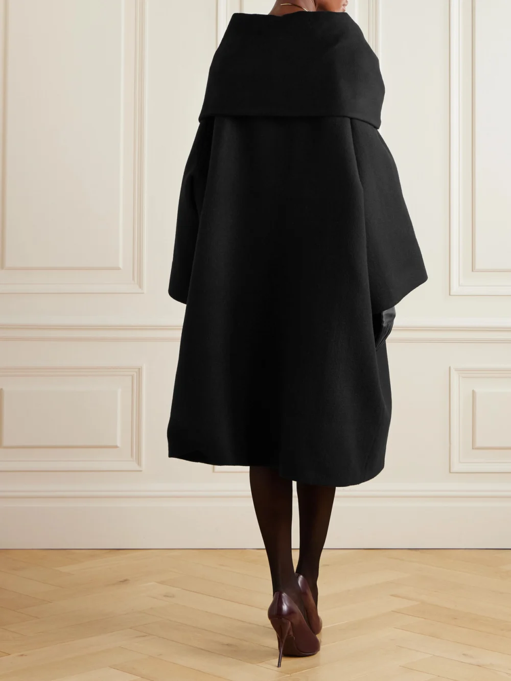 Back view of the Marie Adam-Leenaerdt Scarf-detailed Wool Coat