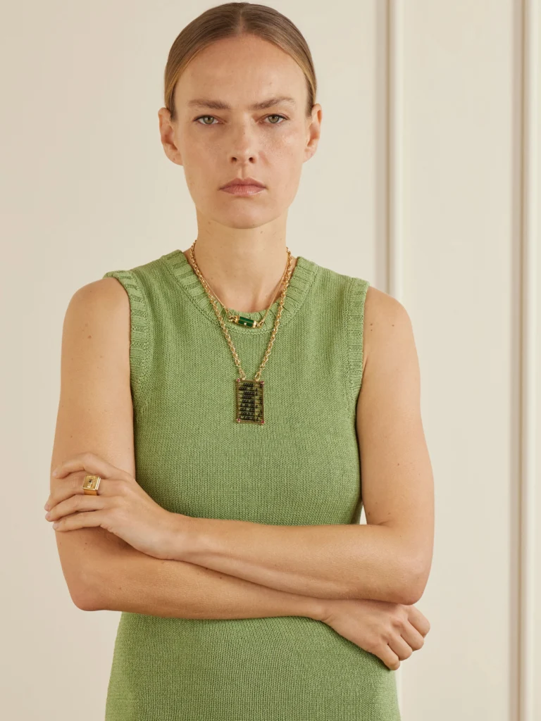 Marie Lichtenberg Baby Locket 18-karat Gold, Malachite and Diamond Necklace