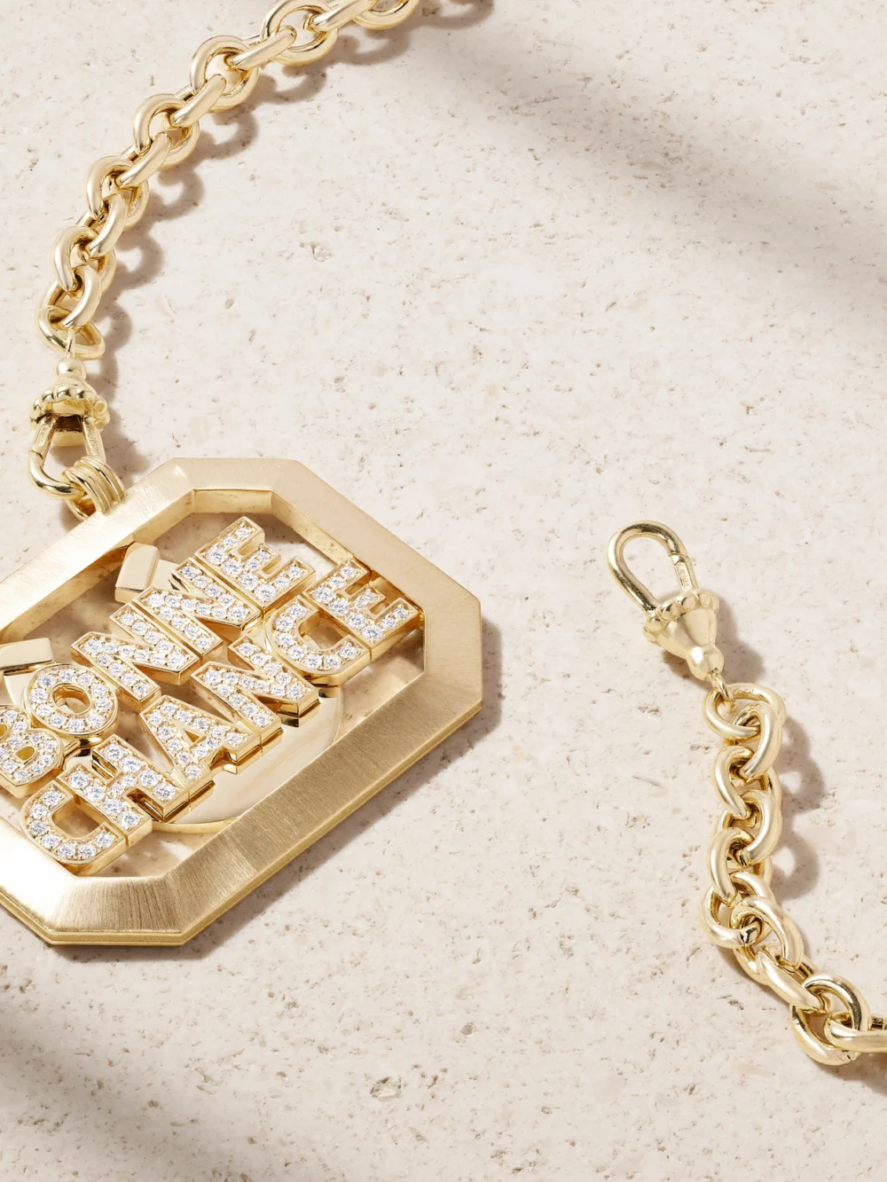Back view of the Marie Lichtenberg Bonne Chance Scapular 18-karat Gold Diamond Necklace