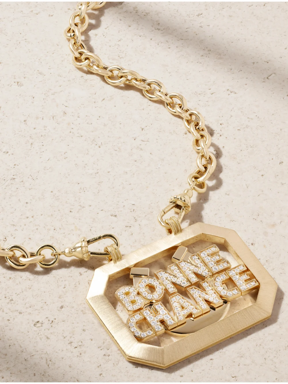 Marie Lichtenberg Bonne Chance Scapular 18-karat Gold Diamond Necklace