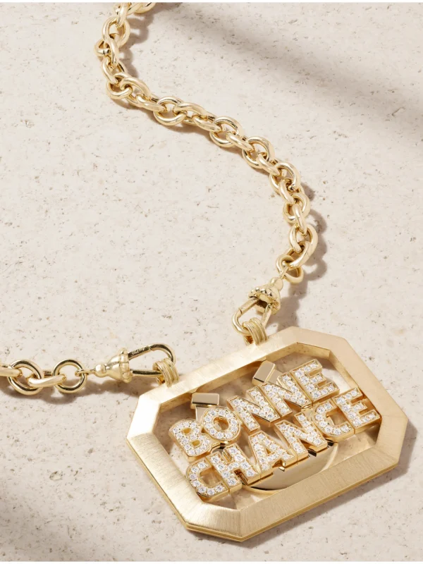 Marie Lichtenberg Bonne Chance Scapular 18-karat Gold Diamond Necklace