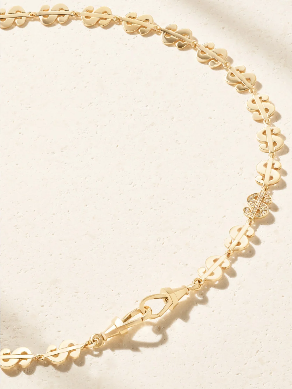 Close-up detail of the Marie Lichtenberg Buck Small 18-karat Gold Diamond Necklace