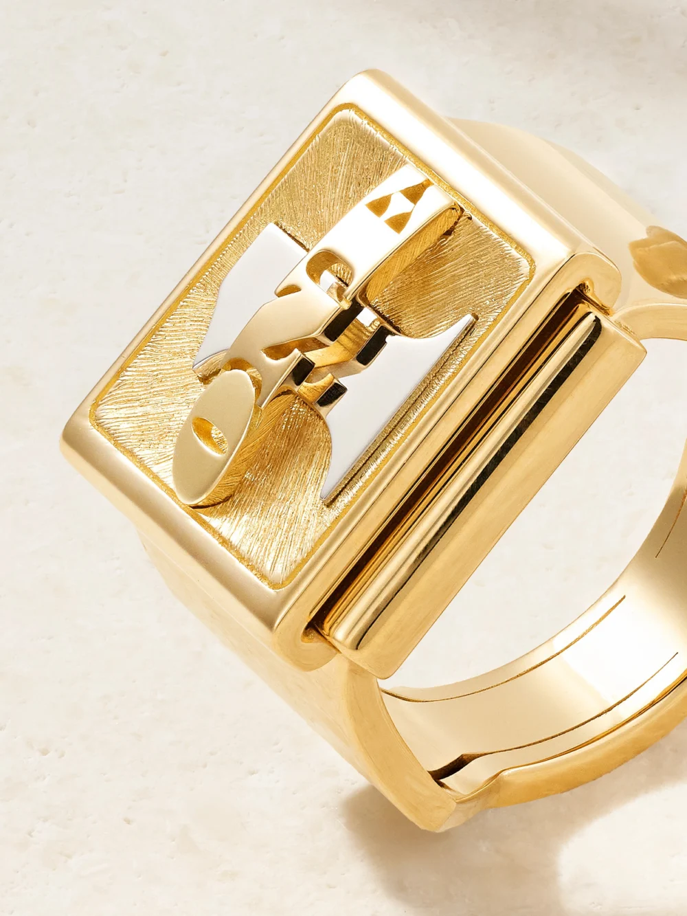 Close-up detail of the Marie Lichtenberg Buck Small 18-karat Yellow and White Gold Ring