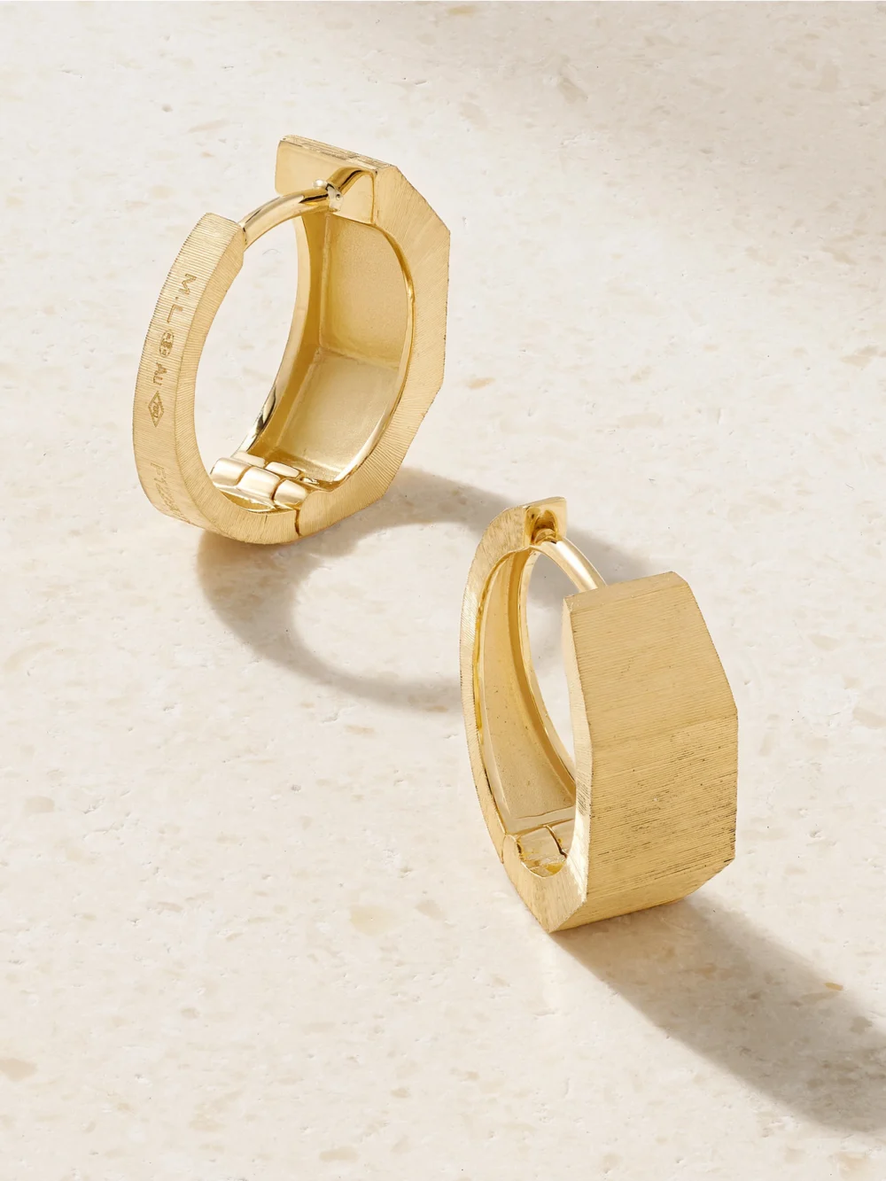 Close-up detail of the Marie Lichtenberg Ecrou Large 18-karat Gold Hoop Earrings