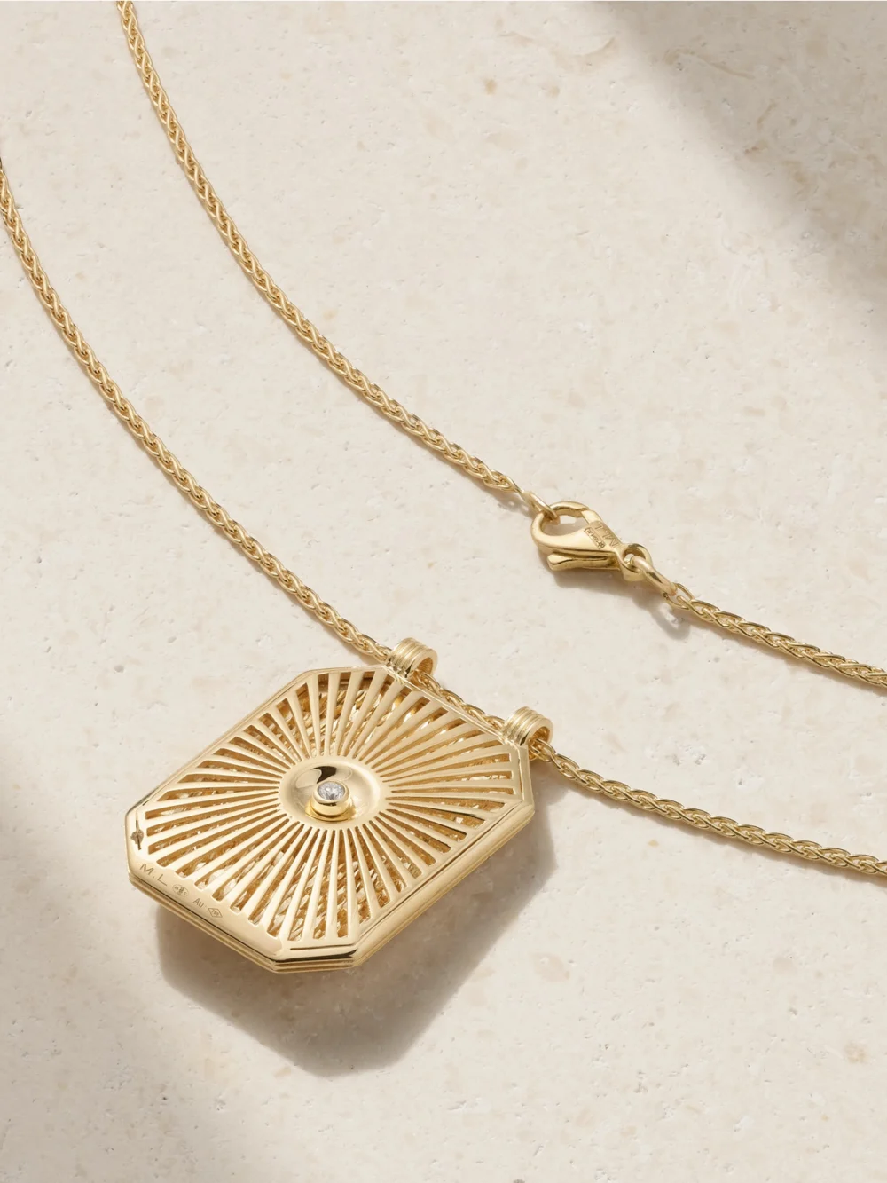 Back view of the Marie Lichtenberg Eye Scapular 18-karat Gold Diamond Necklace