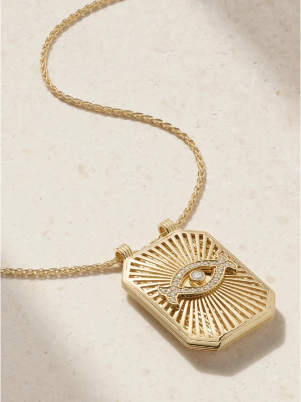 Marie Lichtenberg Eye Scapular 18-karat Gold Diamond Necklace