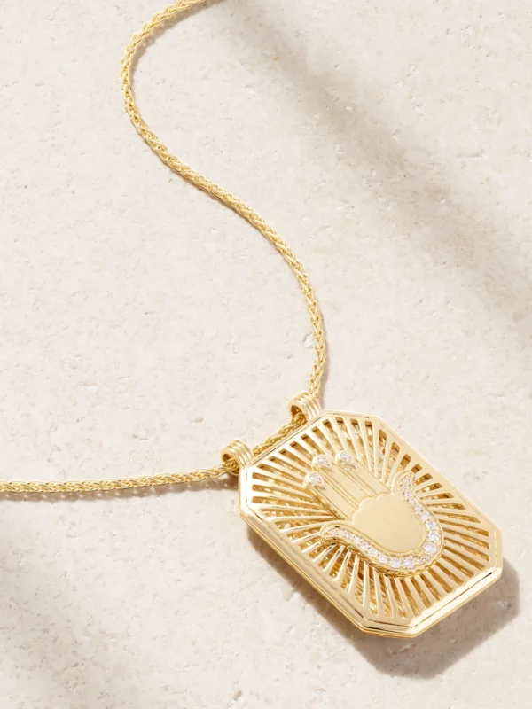 Marie Lichtenberg Hand Scapular 18-karat Gold Diamond Necklace