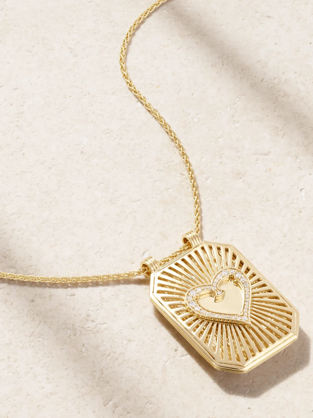 Marie Lichtenberg Heart Scapular 18-karat Gold Diamond Necklace