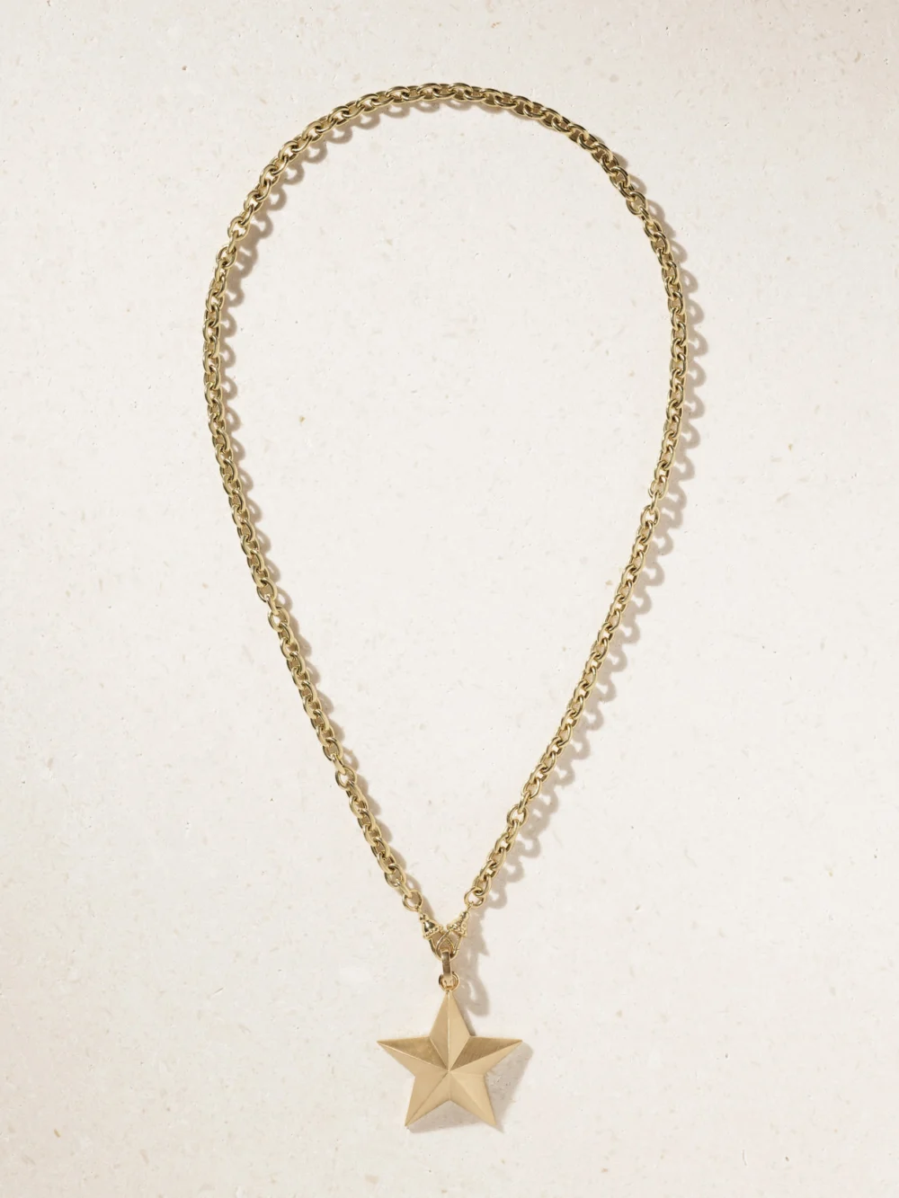 Close-up detail of the Marie Lichtenberg Jumbo Star 18-karat Gold Necklace