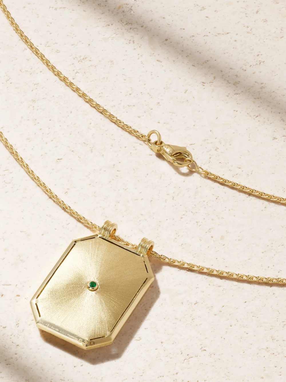 Back view of the Marie Lichtenberg Luck Scapular 18-karat Gold Emerald Necklace
