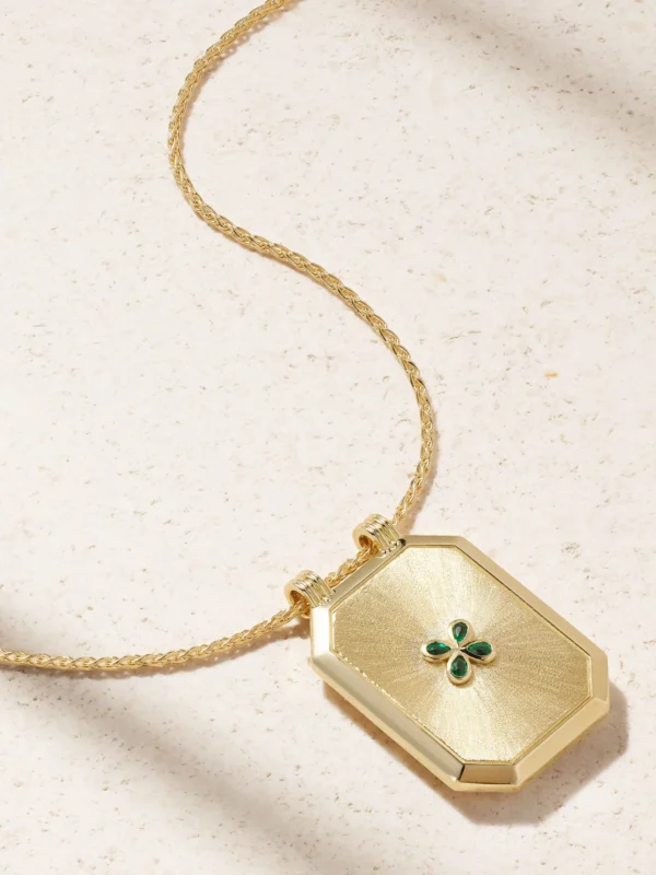 Marie Lichtenberg Luck Scapular 18-karat Gold Emerald Necklace