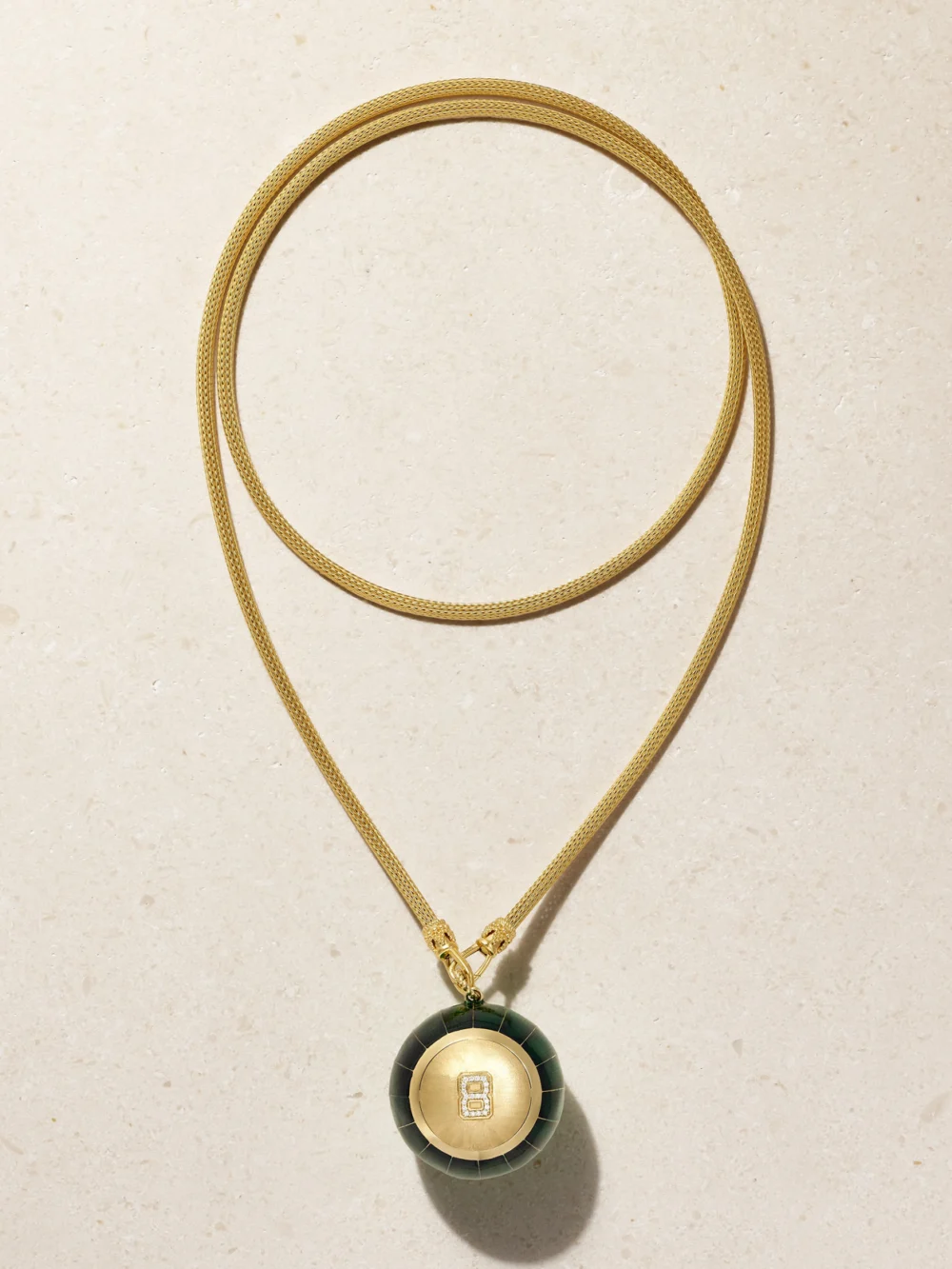 Marie Lichtenberg Magic 8 Ball 18-karat Gold, Diamond and Enamel Necklace