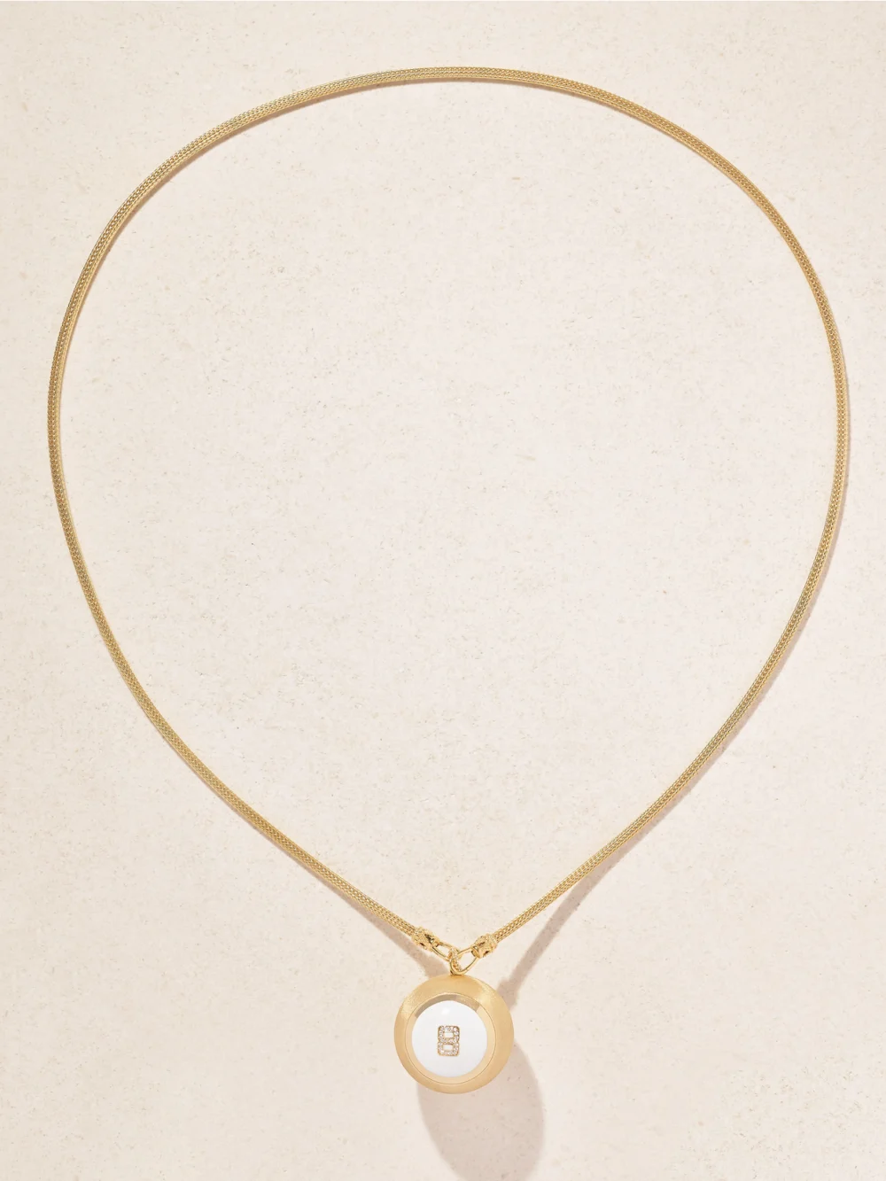 Close-up detail of the Marie Lichtenberg Magic Ball Indian 18-karat Gold, Enamel and Diamond Necklace