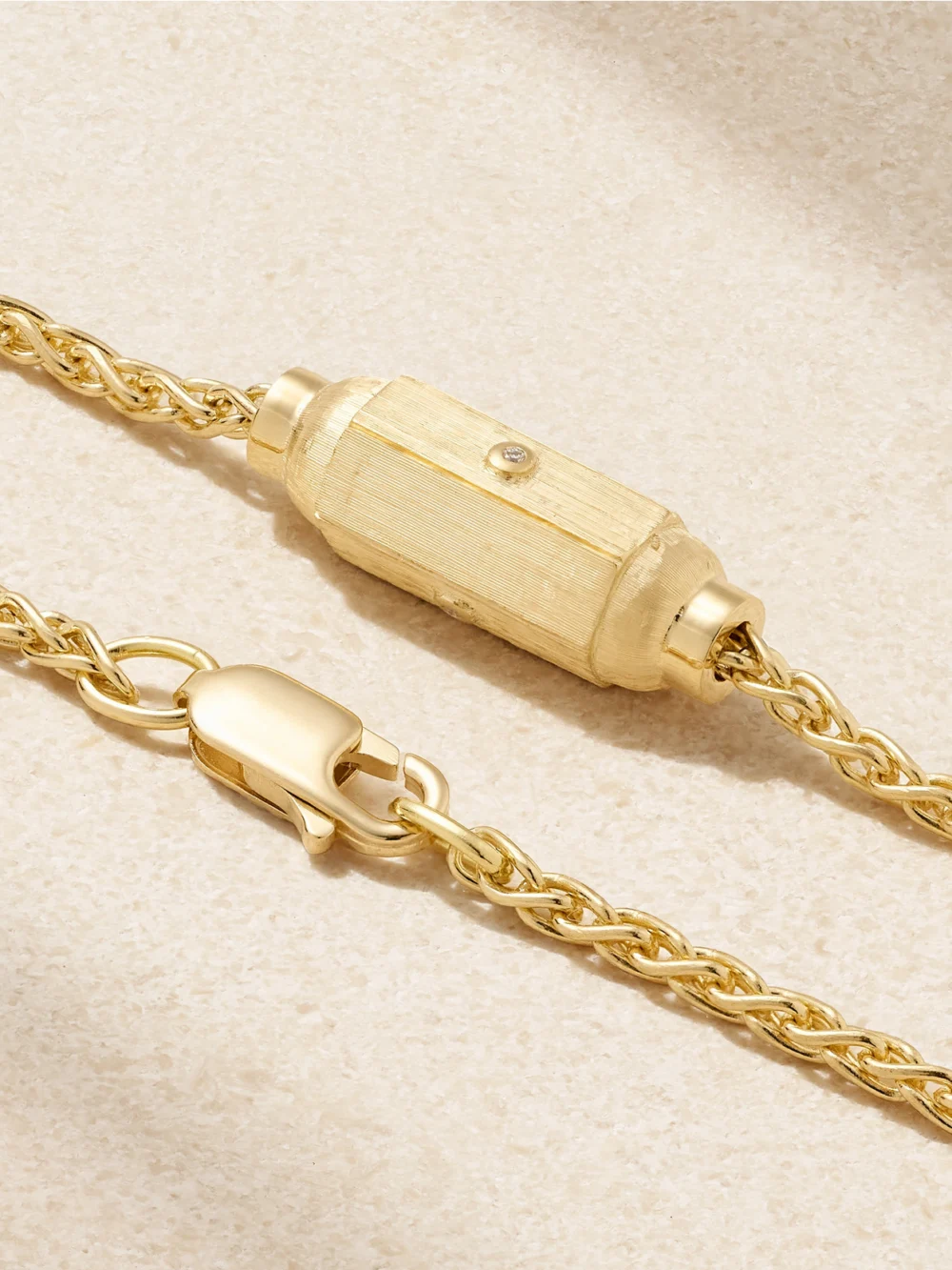 Close-up detail of the Marie Lichtenberg Micro Coco 18-karat Gold Diamond Bracelet