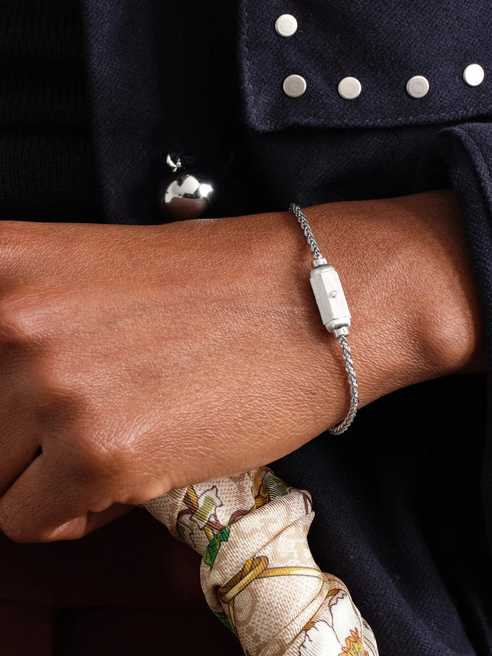 Marie Lichtenberg Micro Coco 18-karat White Gold Diamond Bracelet, styled view