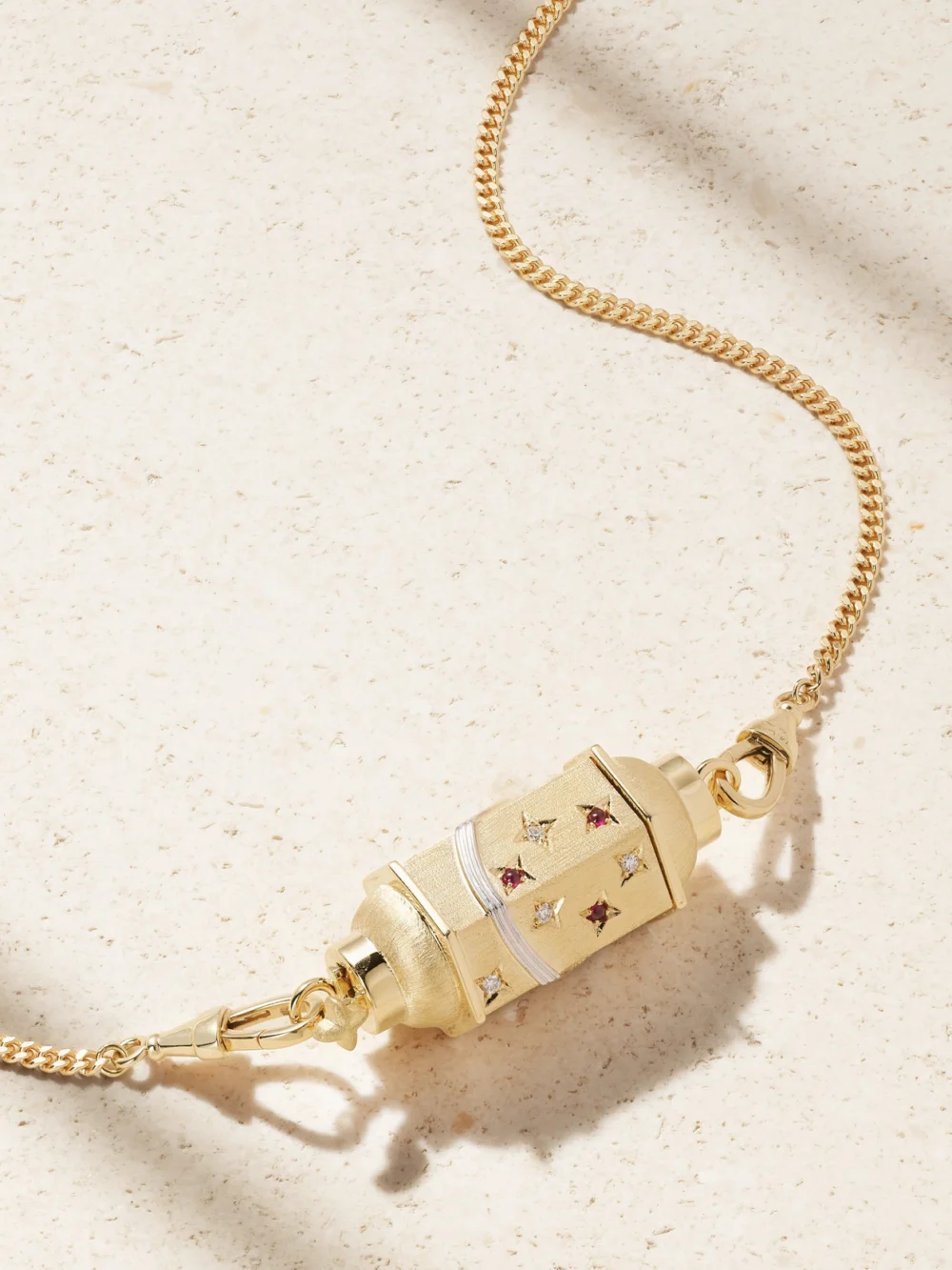 Marie Lichtenberg Milky Way Gourmette 18-karat Gold, Rhodium, Ruby and Diamond Necklace